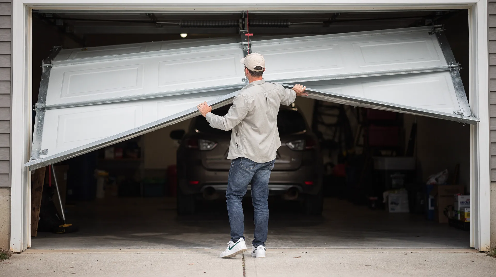 Attempting to force a garage door that has reversed before fully closing or is making