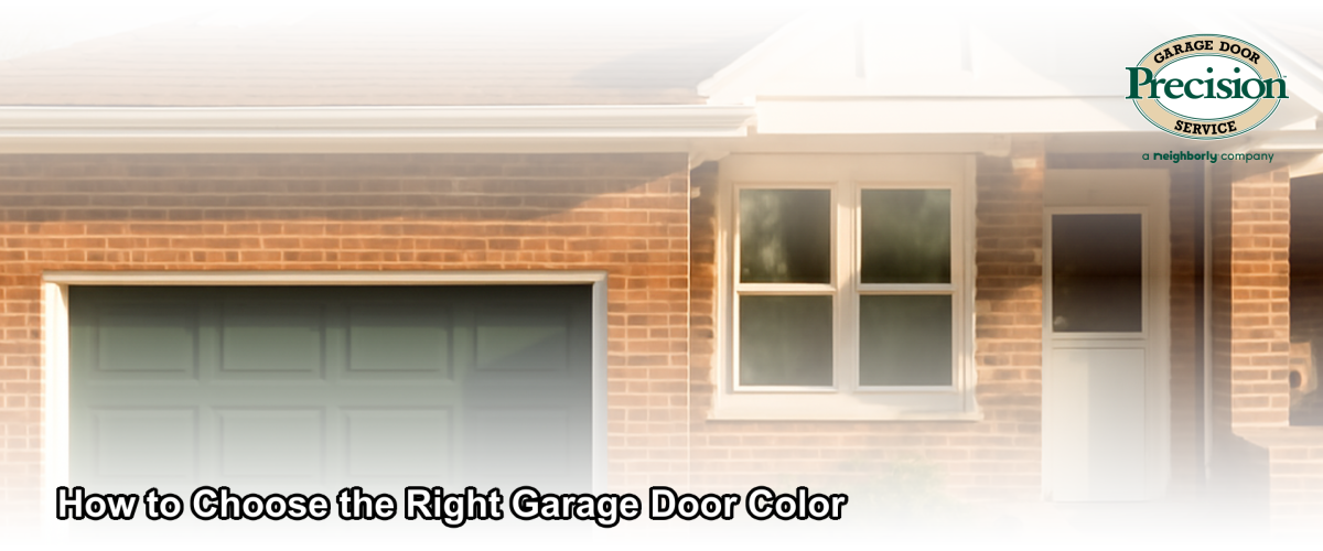 A Chicago home with a freshly installed dark green garage door that complements brick siding and white trim